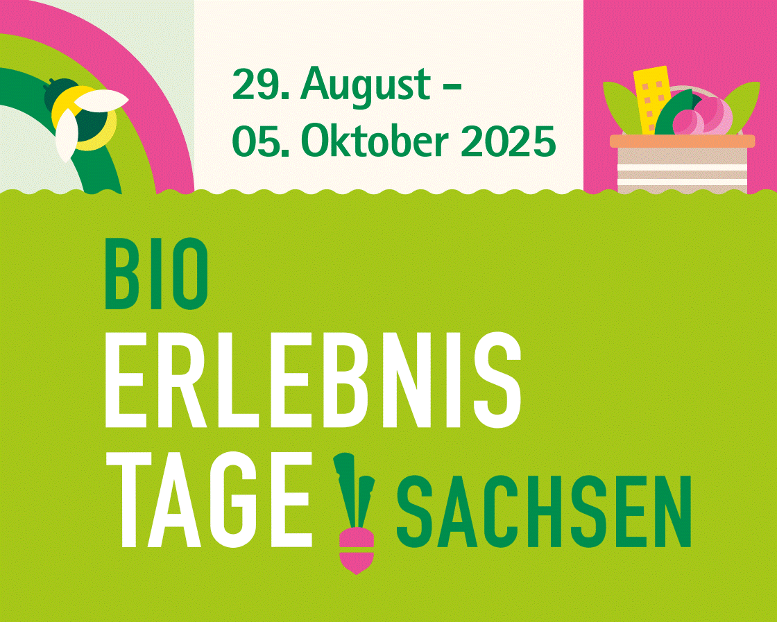 buntes Logo der Bio-Erlebnistage 2025 mit Datum