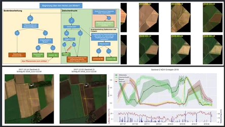 Collage Satellitenbilder, Diagramme