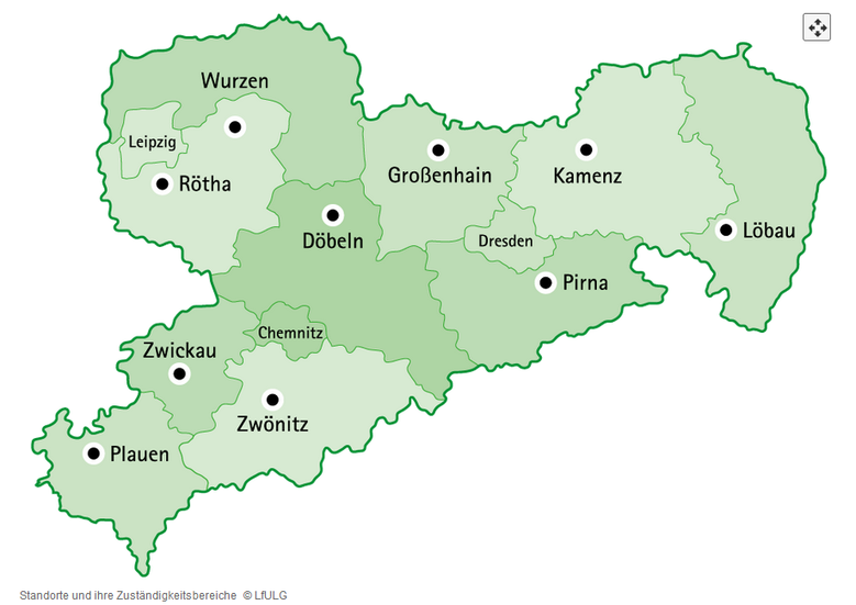 Sachsenkarten mit eingezeichneten Standorten