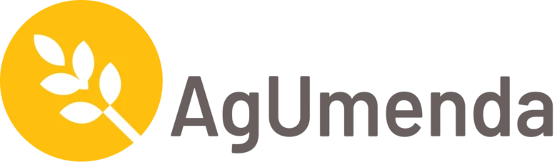 Firmenlogo des Beratungsunternehmens AgUmenda GmbH. Links ein gelber Kreis mit einer weißen Getreideähre und rechts der Schriftzug "AgUmenda".