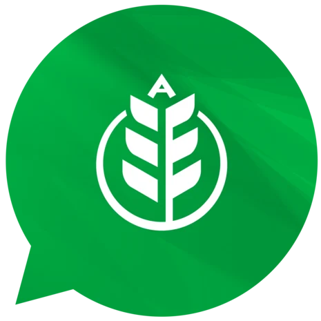 Grüne Blase mit weißem Agrobench-Logo in der Mitte