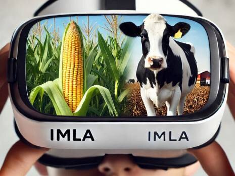 VR-Brille mit Mais und Kuh