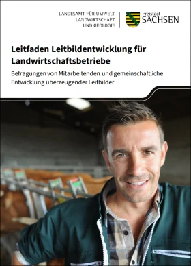 Das Bild zeigt das Titelbild des Leitfadens Leitbildentwicklung für Landwirtschaftsbetriebe
