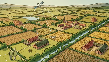 Landschaft mit Satellit